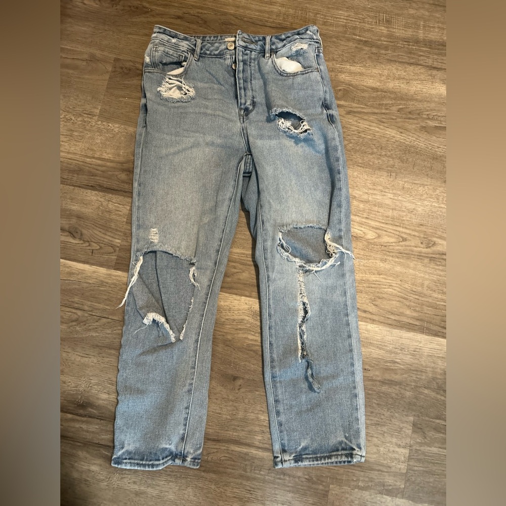 PacSun Ripped Boyfriend Jeans in Light Blue